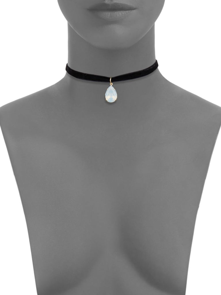 Cara Faux Suede Teardrop Crystal Choker Necklace - PitaPats.com