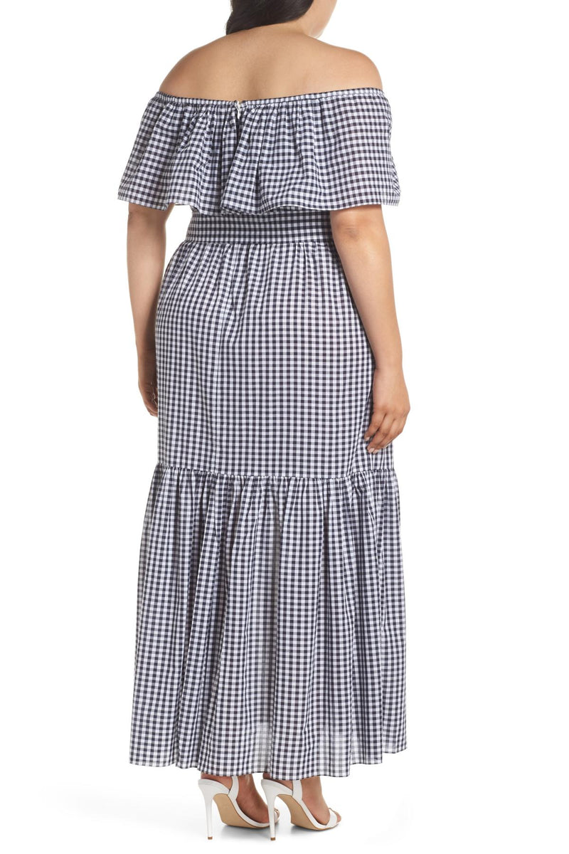 Chelsea28 OTS Split Front Gingham Plaid Maxi Dress Chelsea28 OTS Split Front Gingham Plaid Maxi Dress