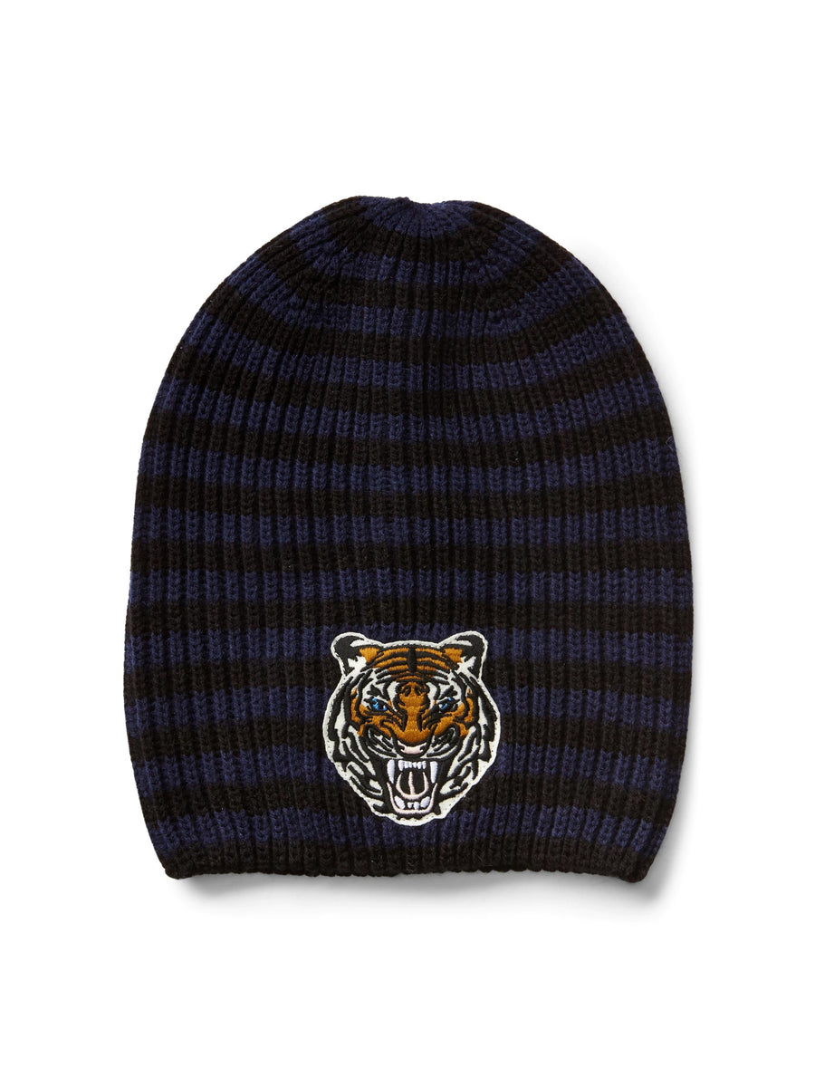 Animal-patch-ribbed-beanie-