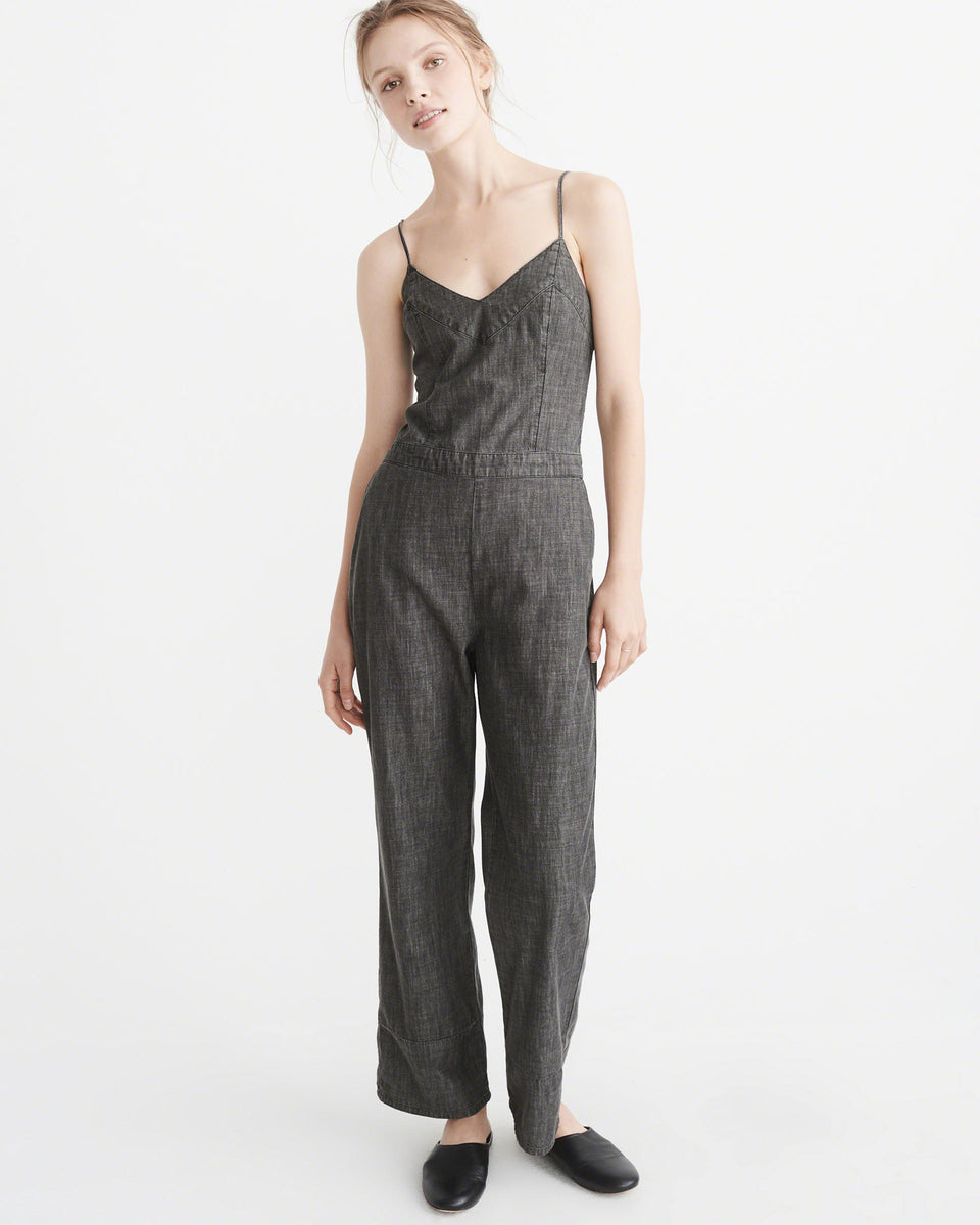 Xxs Abercrombie outlet Momma Mia tie back denim jumpsuit overalls