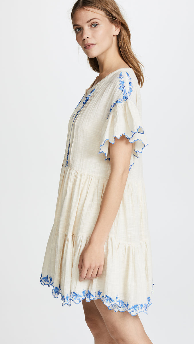 free people sheer batiste frida embroidered dress Free People Frida Embroidered Dress in Ivory Boho Drape Sleeve Mini Womens XS