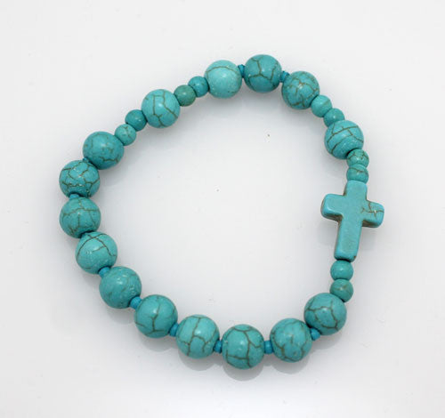 Rosary Style Turquoise stone Bracelet - PitaPats.com
