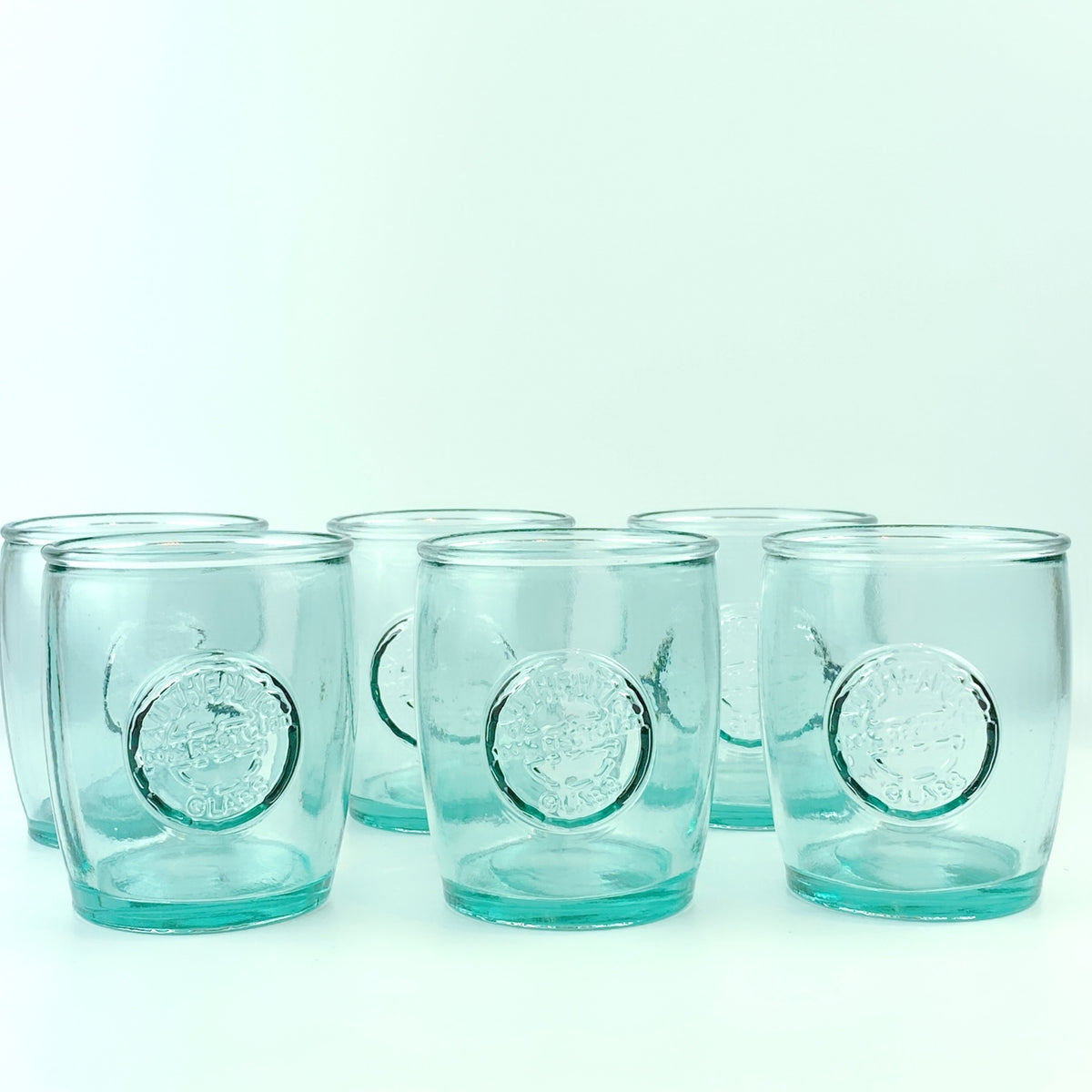 Authentic 100 Percent Recycled Glass San Miguel Tumbler Cup Set of 3 Light  Aqua