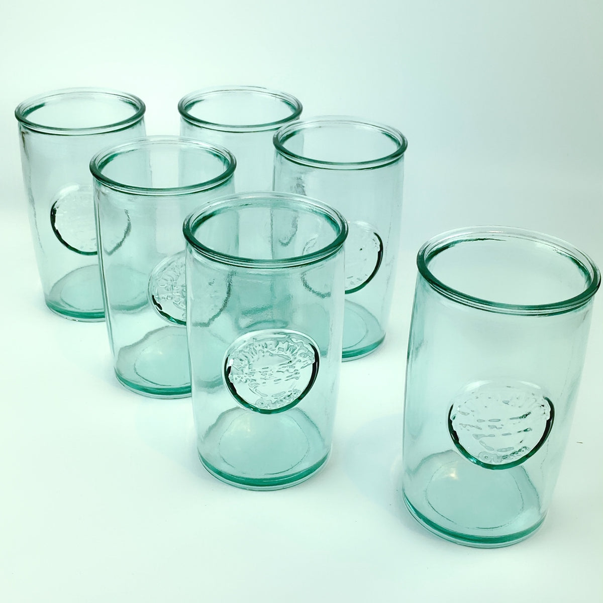 Recycled Small Glass Tumbler in a Set of 6 in Sea-Green