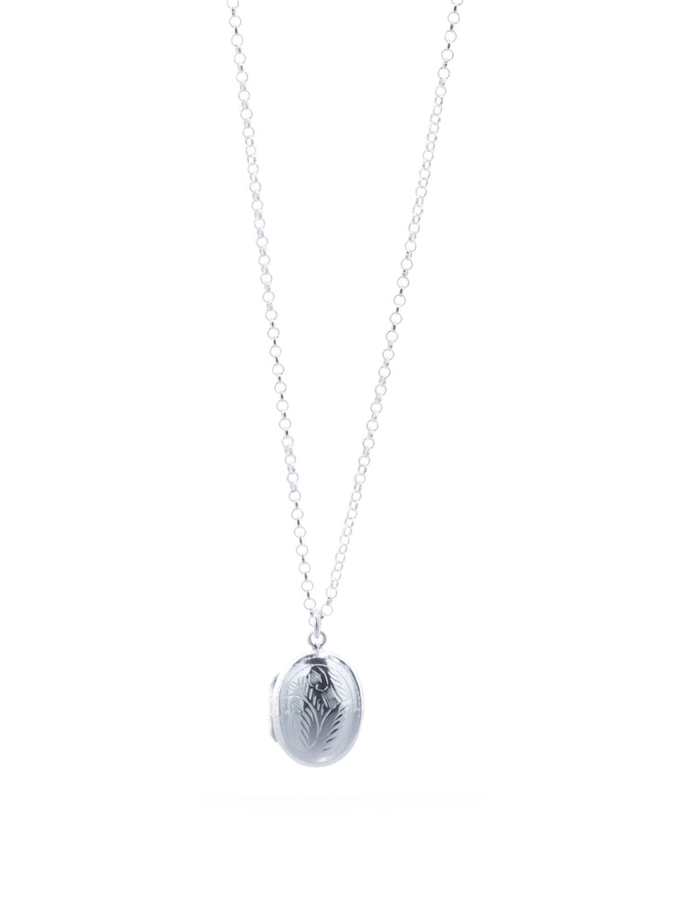 ARGENTO VIVO Sterling Silver Etched Locket Necklace - for kids - PitaPats.com