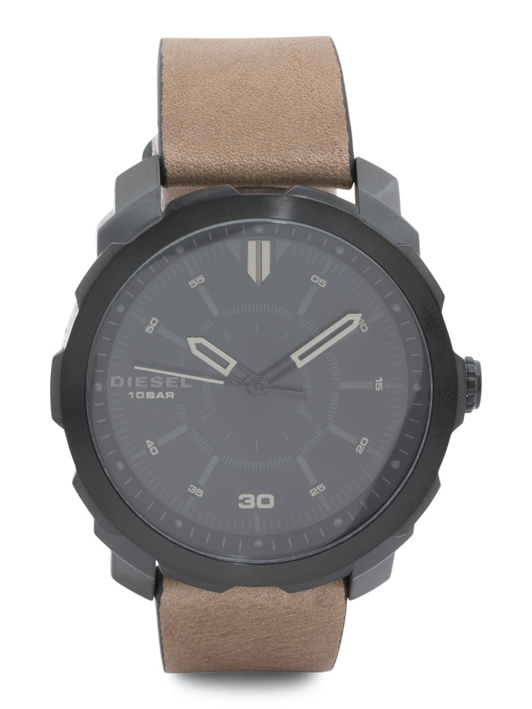DIESEL Men's Machinus NSBB Leather Strap Watch - PitaPats.com