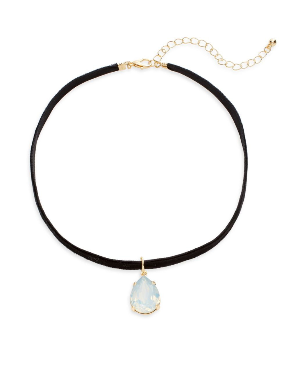 Cara Faux Suede Teardrop Crystal Choker Necklace –