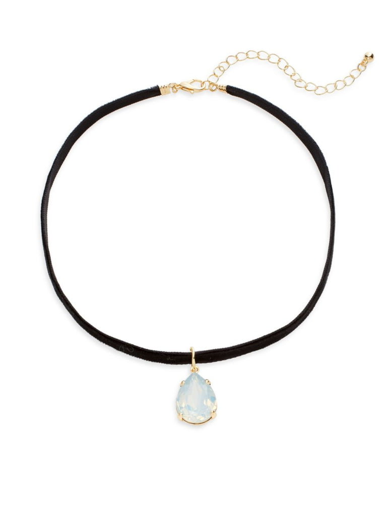 Cara Faux Suede Teardrop Crystal Choker Necklace - PitaPats.com