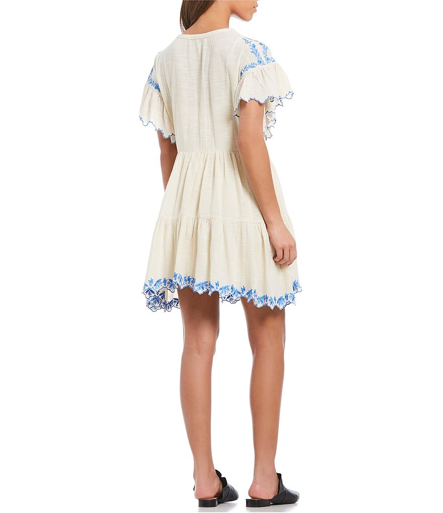 Free People Santiago Embroidered Mini Dress Ivory L Free People Santiago Embroidered Mini Dress Ivory L