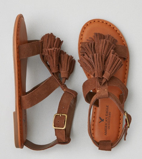American Eagle Outfitters AEO TASSEL T-STRAP SANDAL - PitaPats.com