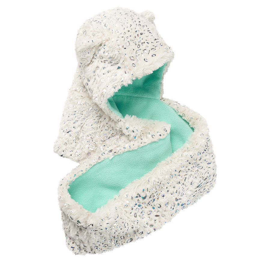 Girls 4-16 SO® Faux-Fur Sparkle Leopard Fleece-Lined Hooded Infinity Scarf - PitaPats.com