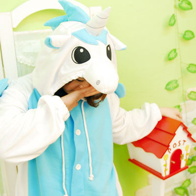 PITaPATs kids onesie animal jumpsuit costume - long sleeve blue unicorn - PitaPats.com