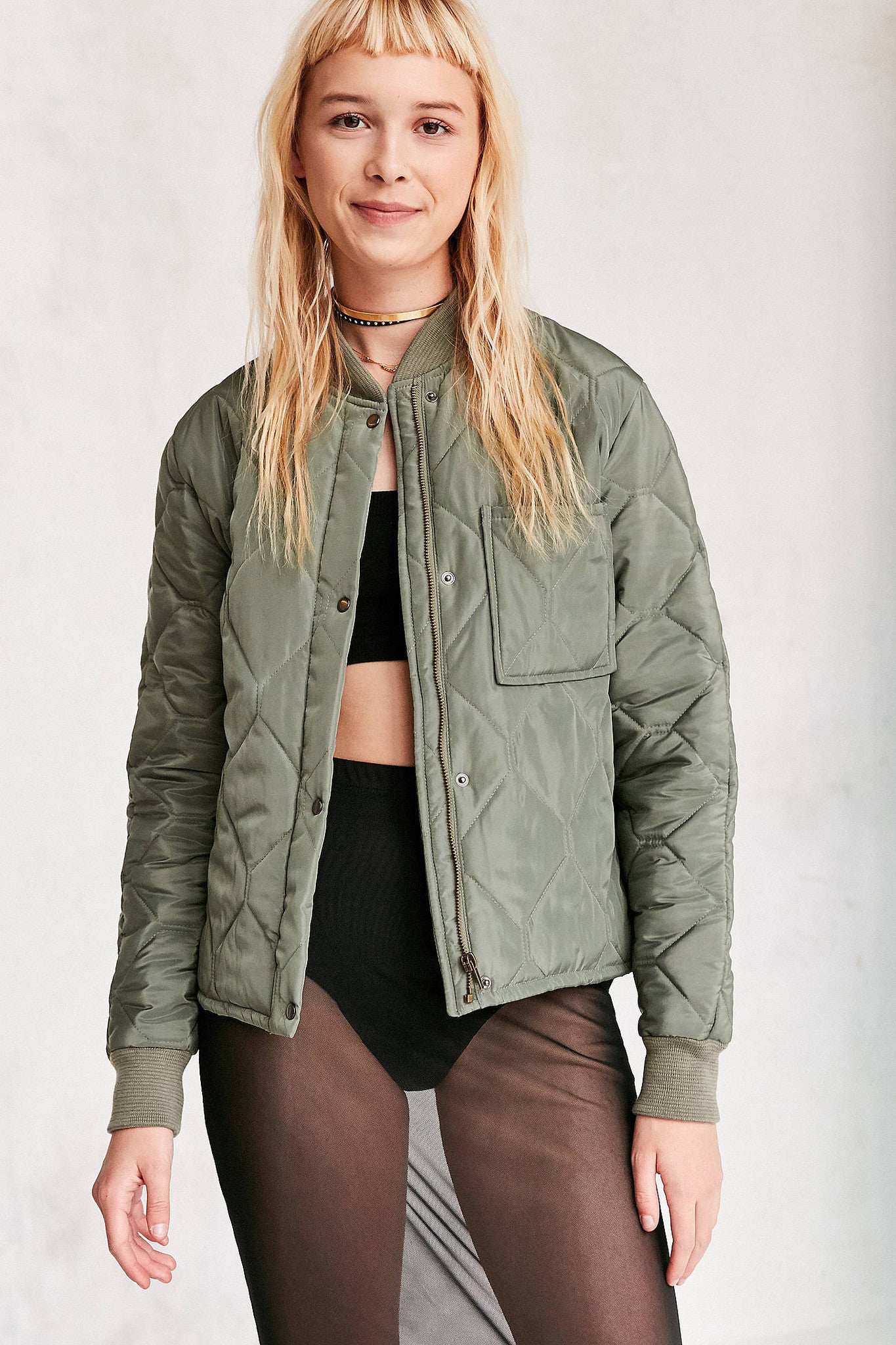 Silence + Noise Quilted Liner Bomber Jacket