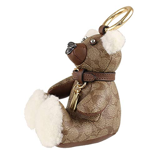 Coach Bear Bag Charm In Signature Canvas With Leather Collar CI012 New