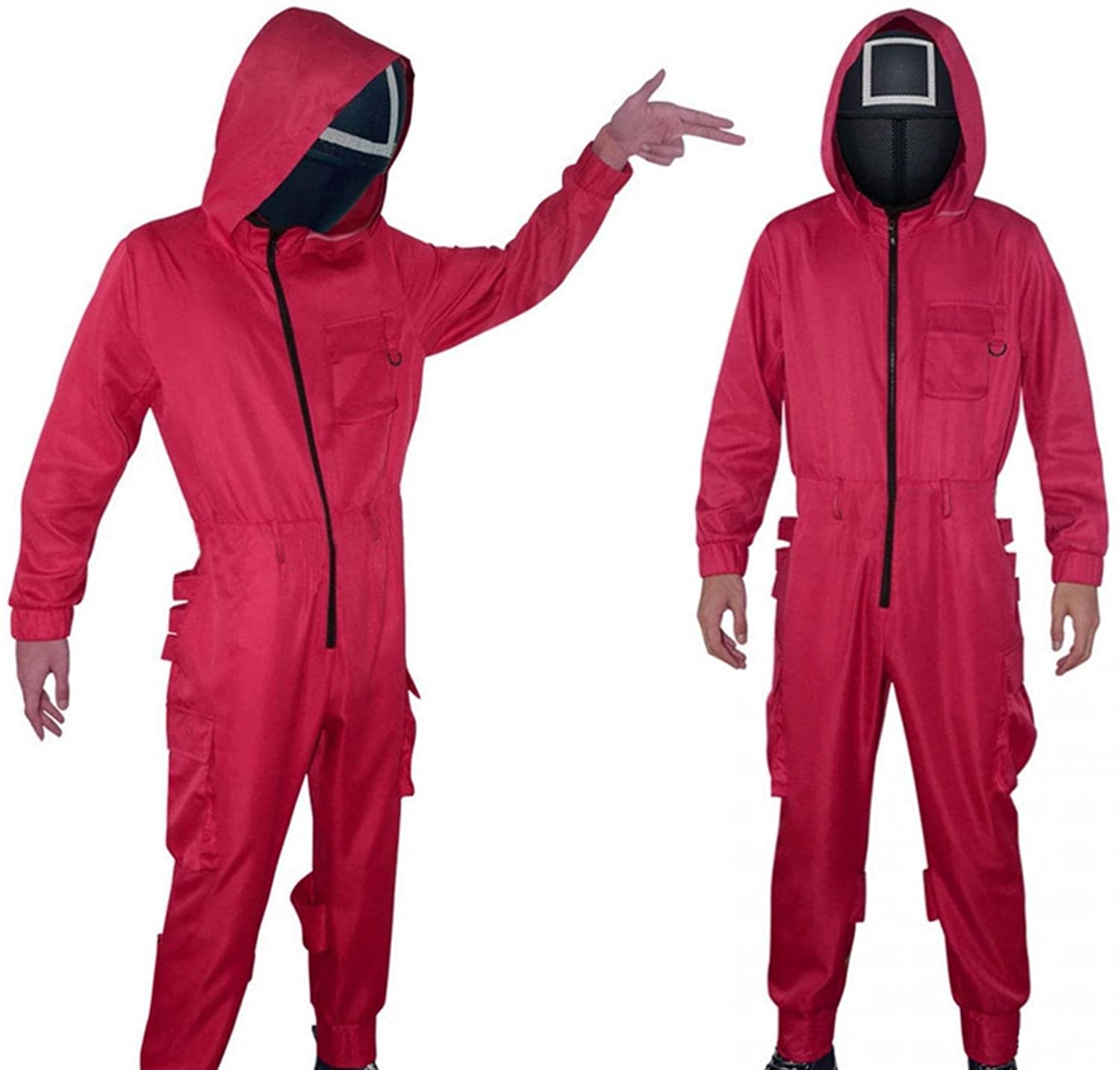 JBEELATE Unisex Halloween Red Jumpsuit Zip up Casual Loose One Piece Hooded  Long Sleeve Rompers Party Group Cosplay Outfits - Walmart.com