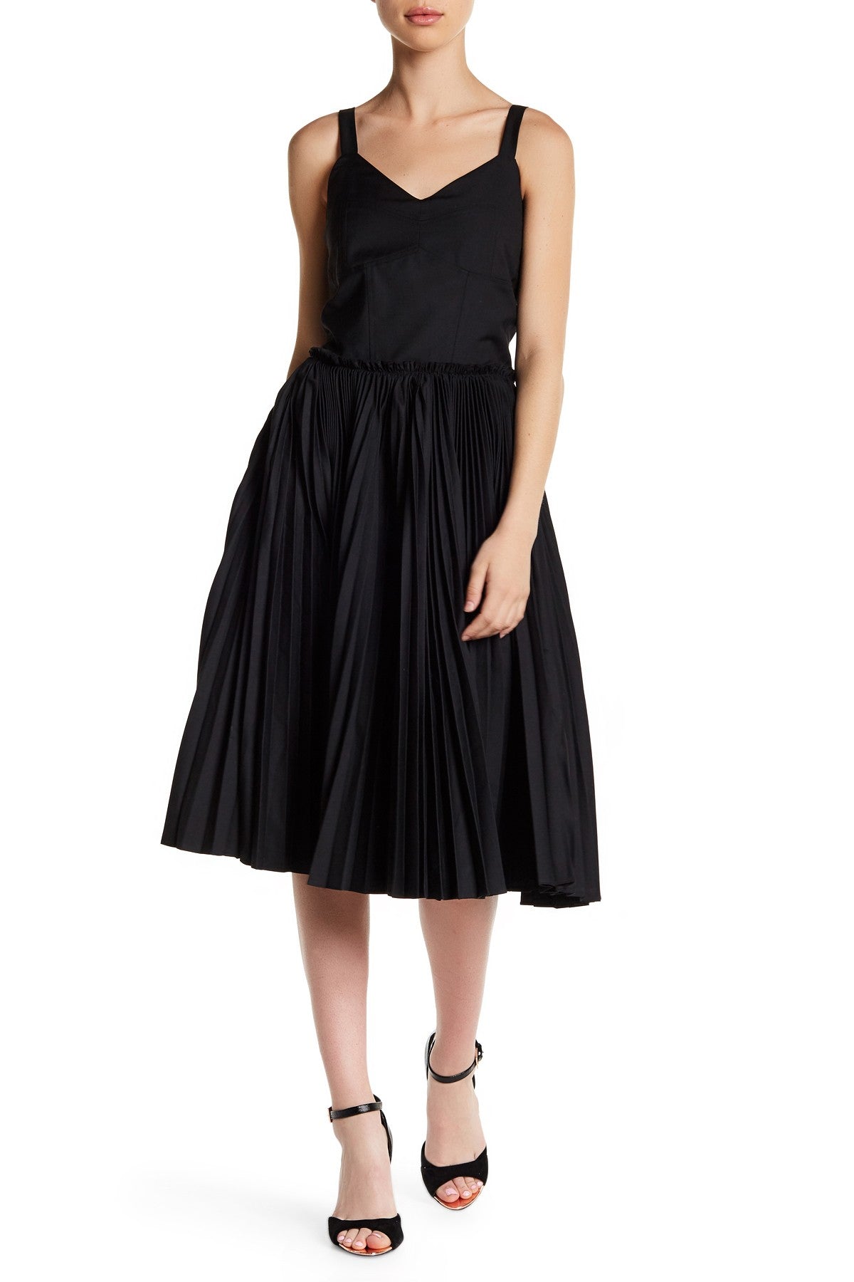 Few Moda Turn Up the Pleat Midi Dress S / Black Few Moda Turn Up the Pleat Midi Dress S / Black