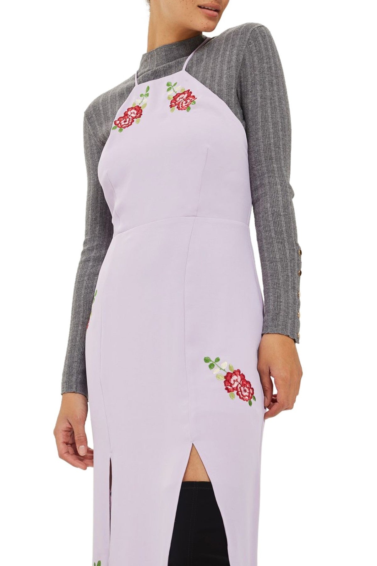 TOPSHOP Embroidered Midi Slip dress 12 / LILAC MULTI TOPSHOP Embroidered Midi Slip dress 12 / LILAC MULTI