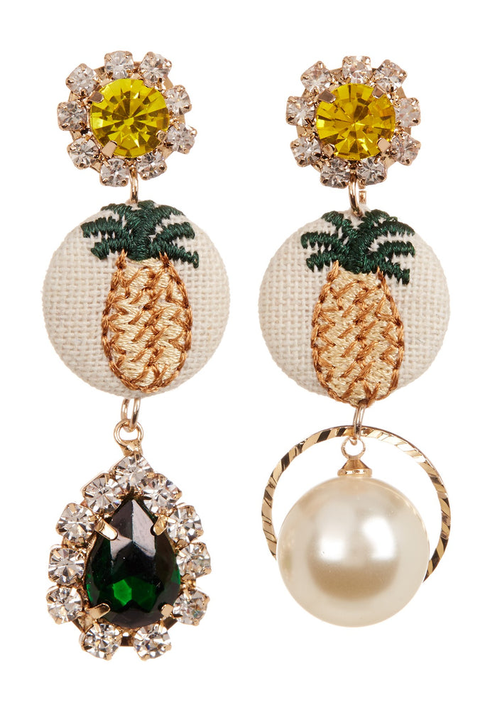 Cara Accessories Rhinestone Mismatched Pineapple Dangle Earrings - PitaPats.com