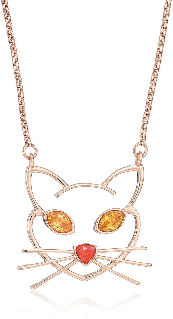 BETSEY JOHNSON Crystal Accent Cat Outline Necklace - PitaPats.com