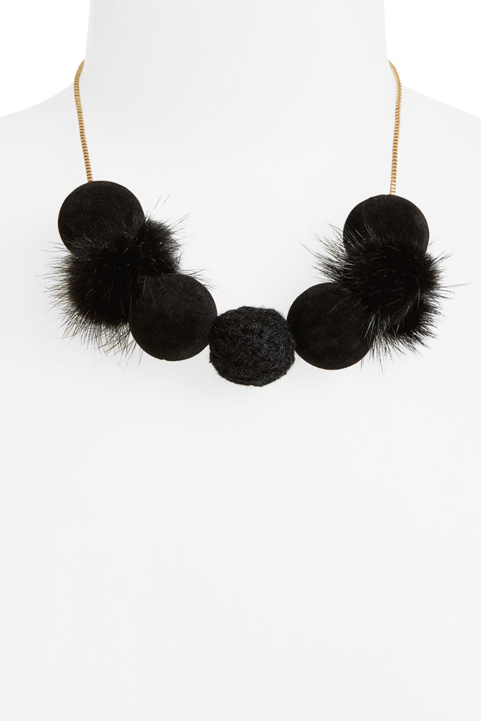 Natasha Accessories Fuzzy Pompom Necklace - PitaPats.com