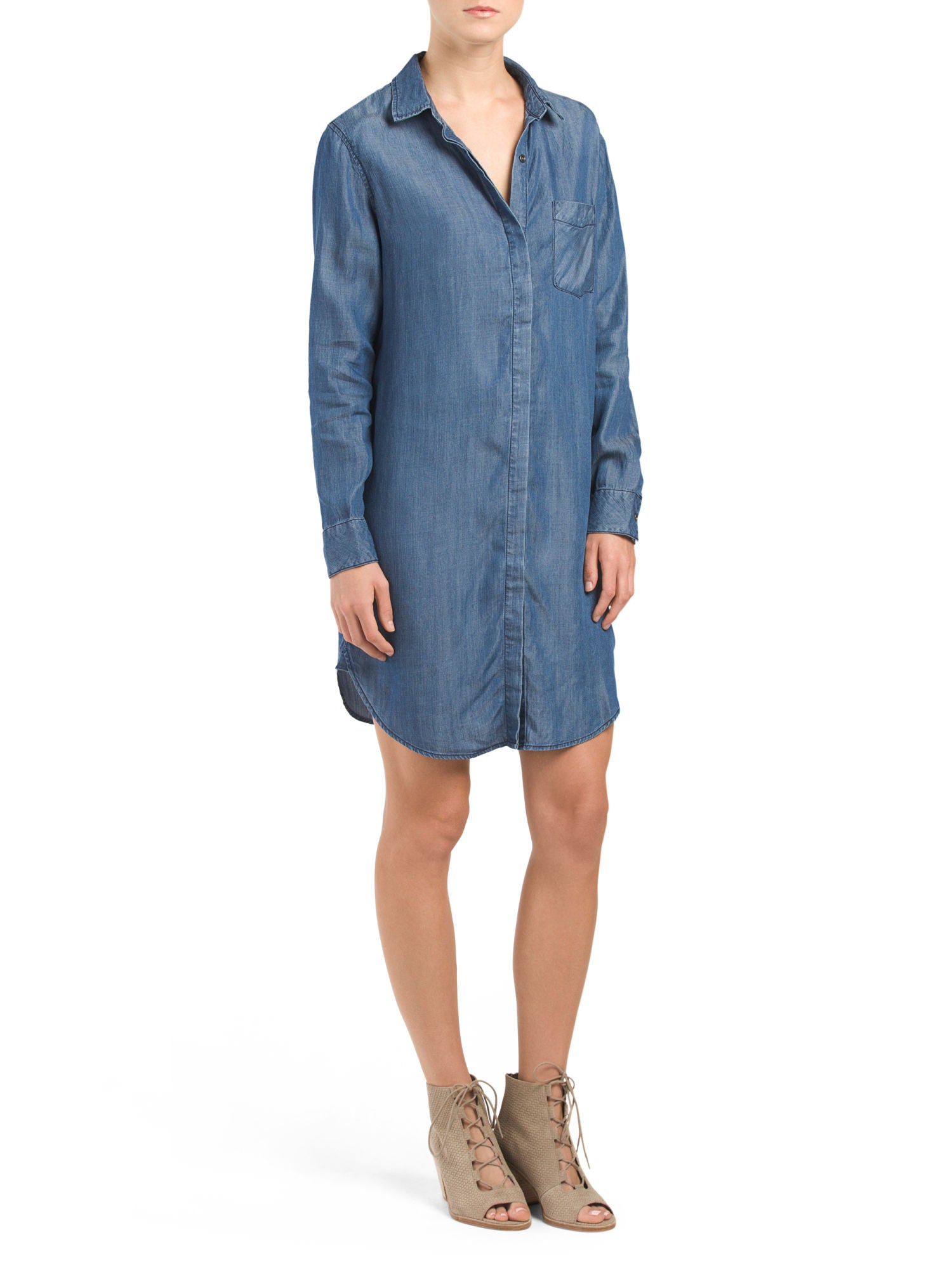 AJ ANDREA JOVINE Denim Tencel Shirt Dress blue / L