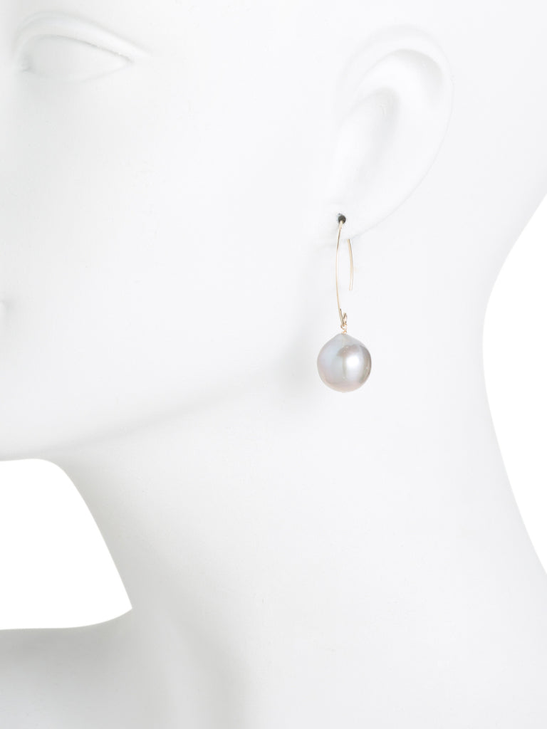 GEORG K. Made In Usa 14k Gold Grey Baroque Pearl Earrings - PitaPats.com