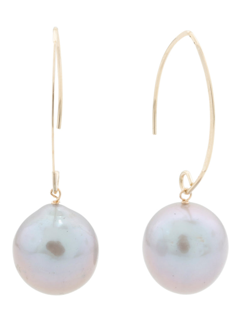GEORG K. Made In Usa 14k Gold Grey Baroque Pearl Earrings - PitaPats.com