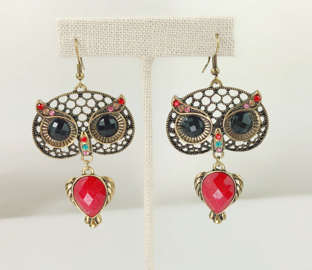 Beatiful Vintage Style Retro Big Black Eye Owl Earrings - PitaPats.com