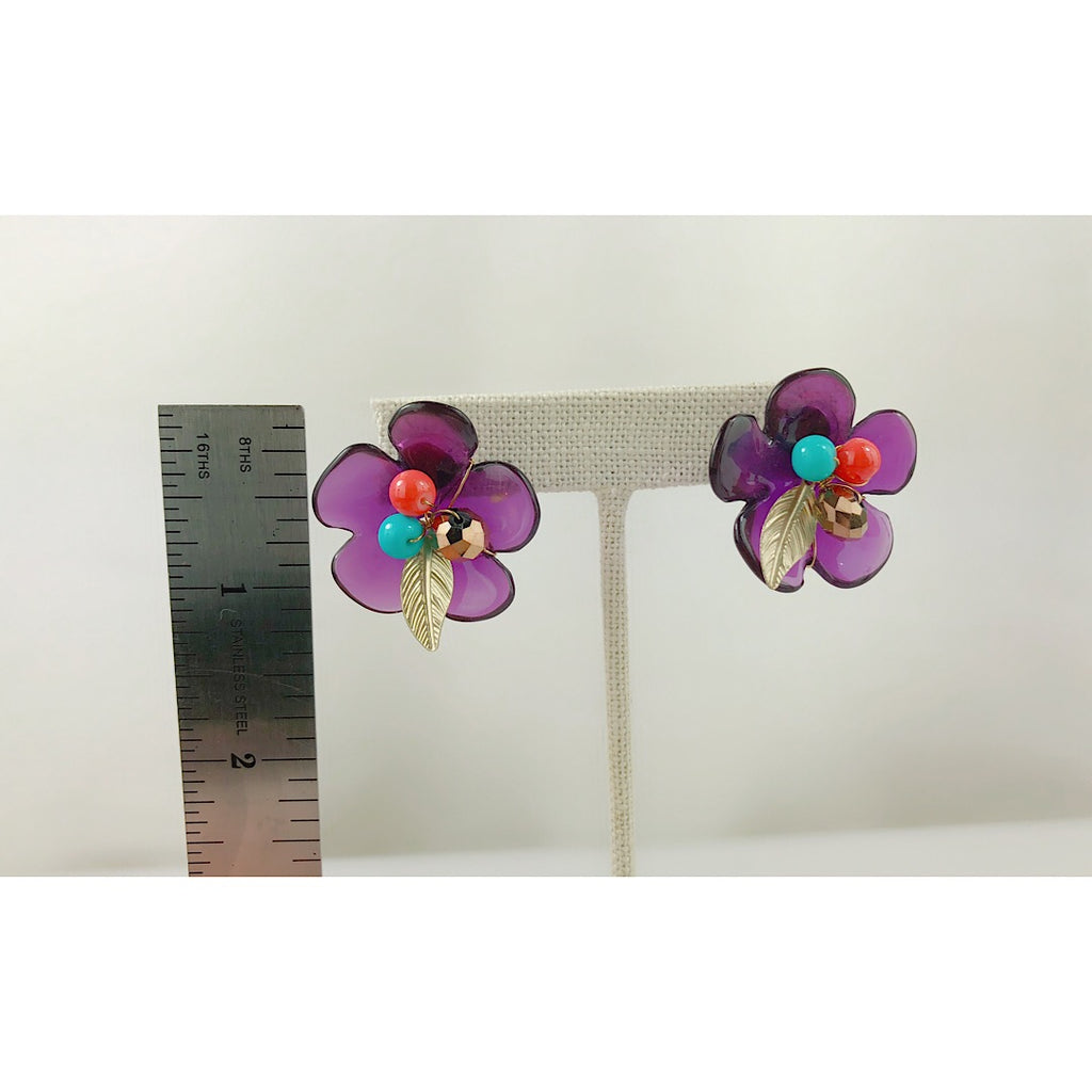 HANDMADE OOAK Pretty Purple Flower earring - PitaPats.com