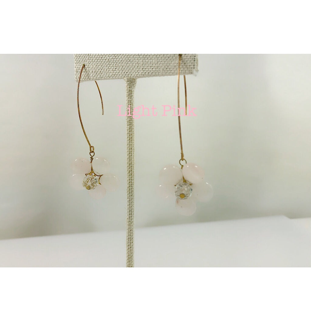 HANDMADE Natural Stone with Swarovski Crystal Cherry Blossom Flower Earring - PitaPats.com
