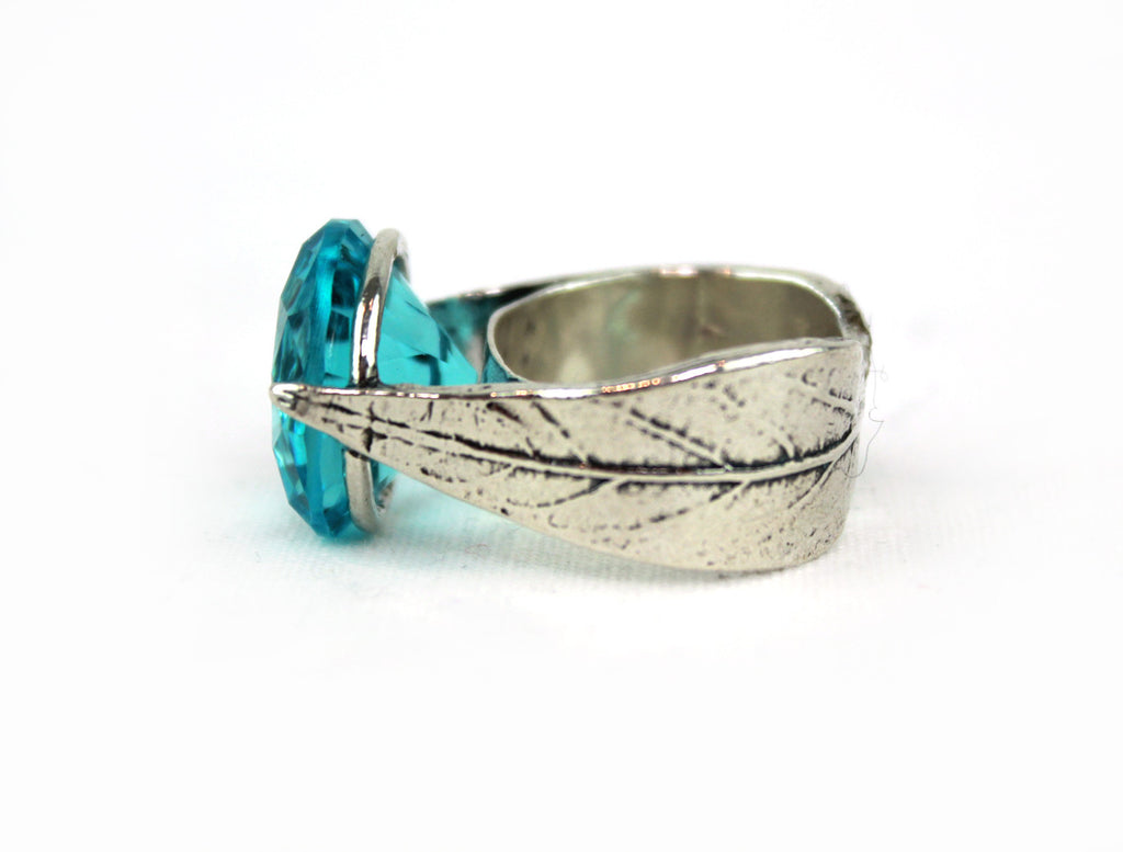 Made In Israel Sterling Silver Blue Cubic Ziconia High Set Ring - PitaPats.com