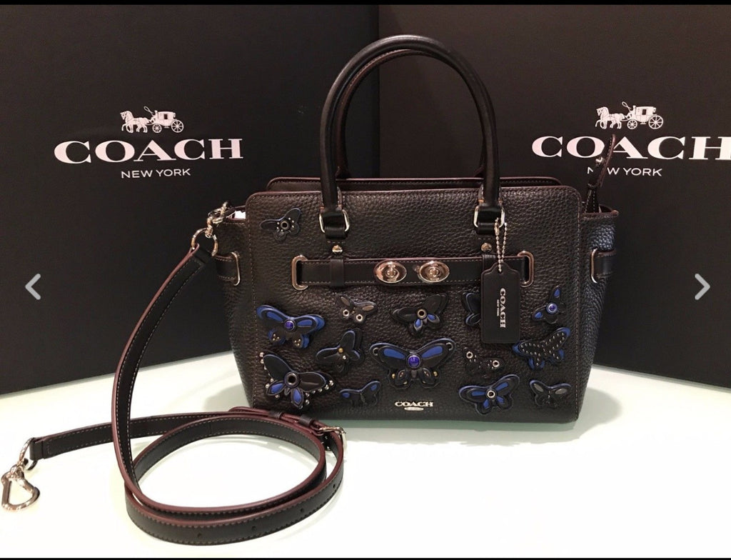 COACH BLAKE CARRYALL 25 IN PEBBLE LEATHER WITH ALL OVER BUTTERFLY APPLIQUE - PitaPats.com