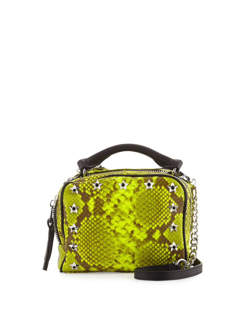 Ash Frankie Studded Leather Crossbody Bag, Yellow Snake - PitaPats.com
