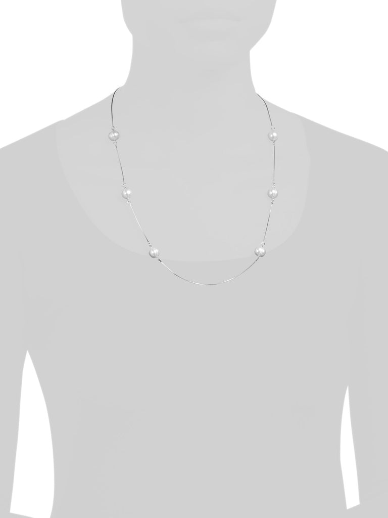 MILOR Made In Italy Sterling Silver Pearl Station Necklace - PitaPats.com