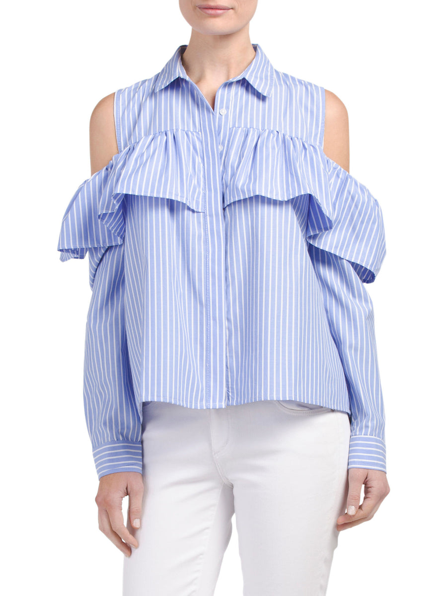 SONG OF STYLE Cold Shoulder Flounce Shirt – Pit-a-Pats.com