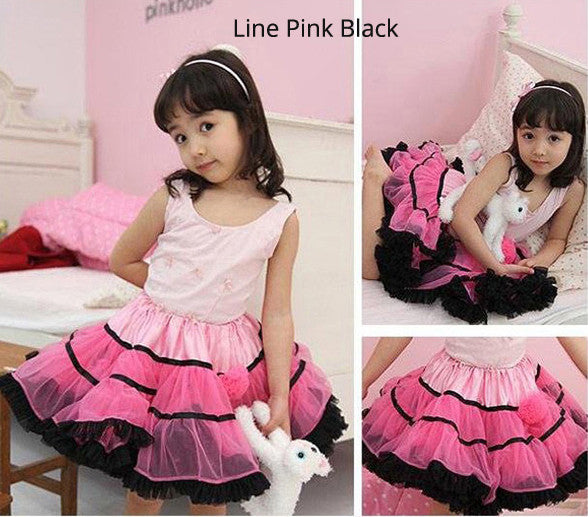 PITaPATs Handmade mini Tutu Skirt for Girls Type C 4-5yrs 5 / Line Pink Black