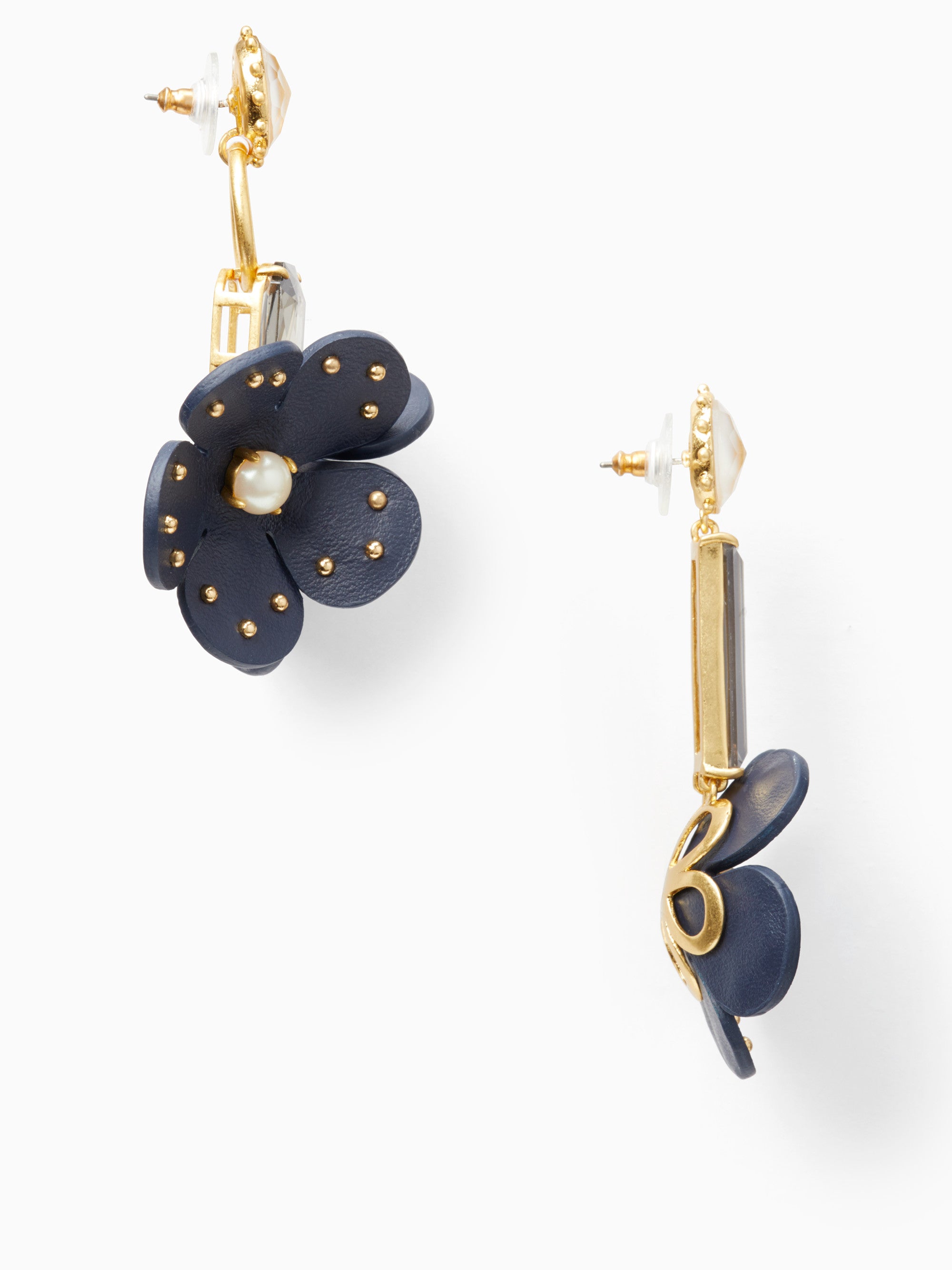 Kate Spade Gold-tone Imitation Pearl Flower & Leaf Linear Drop Earrings in  Metallic | Lyst