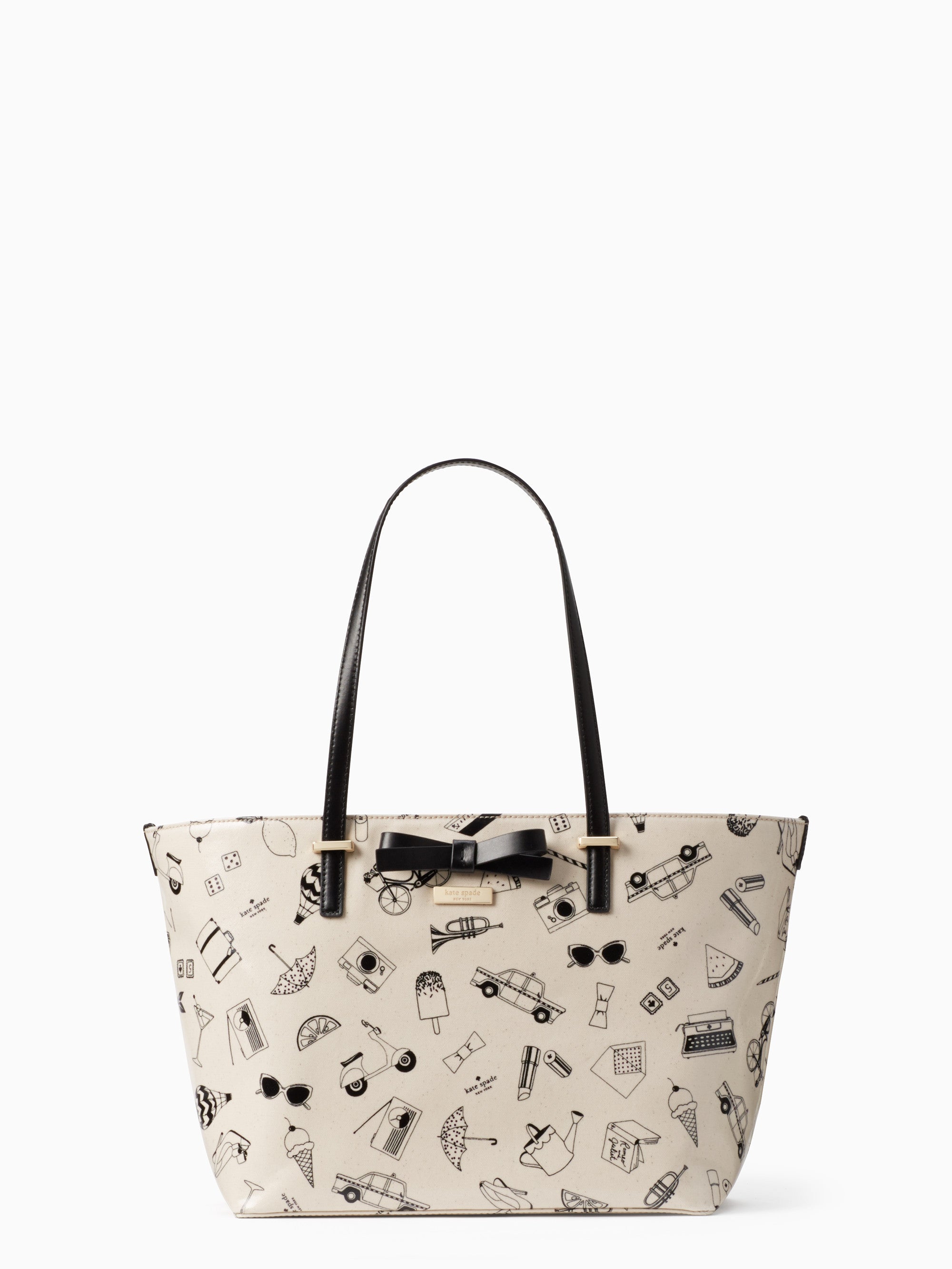 Kate Spade New York Faux Fur Leather-Trimmed Tote - Black Totes