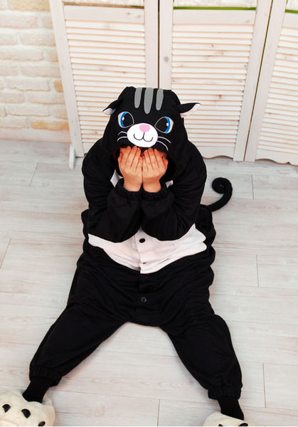 PITaPATs onesie animal jumpsuit costume - long sleeve black cat