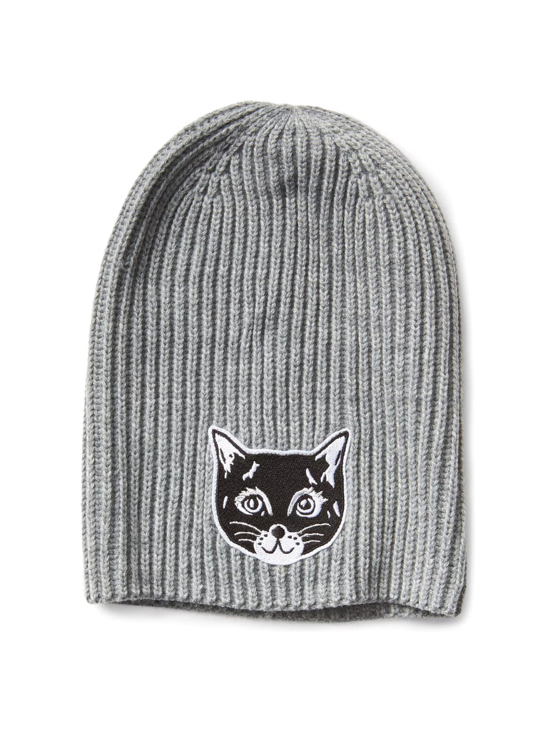 Animal graphic beanie grey cat - PitaPats.com