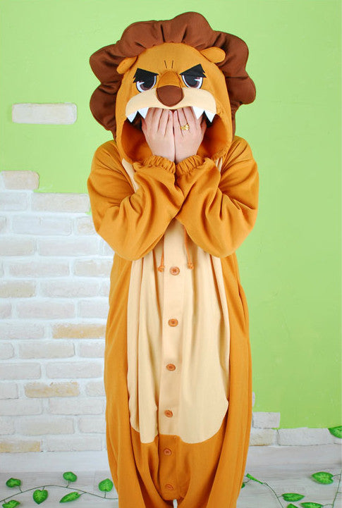 PITaPATs kids onesie animal jumpsuit costume - long sleeve brown king lion - PitaPats.com
