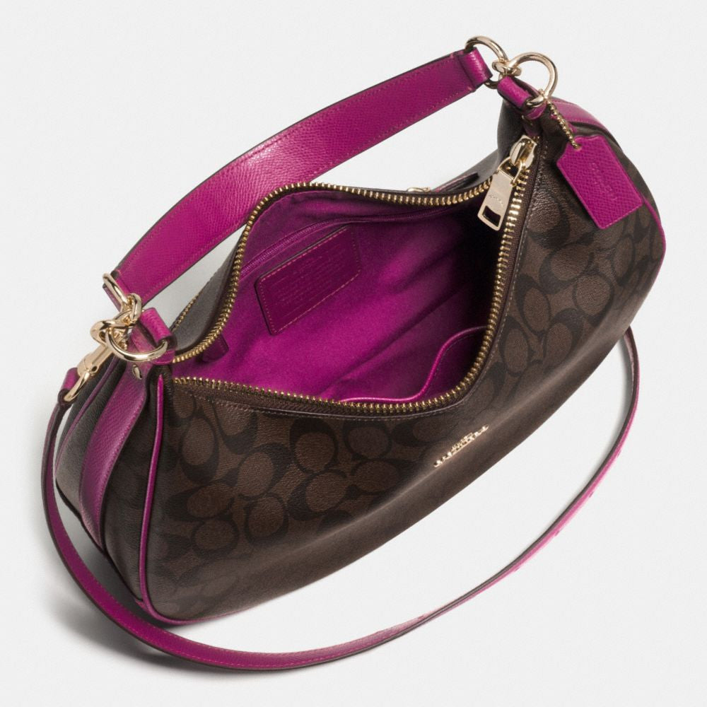 Coach Fuchsia & Brown Signature Canvas & Leather File Shoulder Bag, Best  Price and Reviews