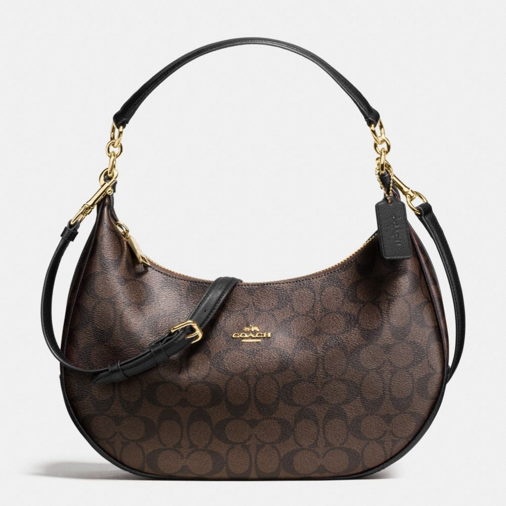 COACH HARLEY EAST/WEST HOBO IN SIGNATURE - GOLD/BROWN/BLACK color - PitaPats.com