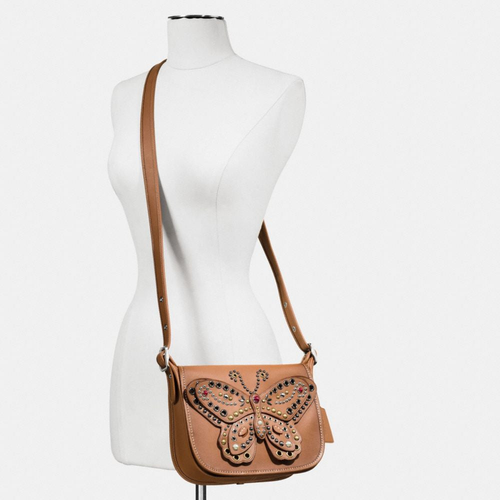 Coach Patricia Saddle Bag 23 in Glove Calf Leather with Butterfly Stud