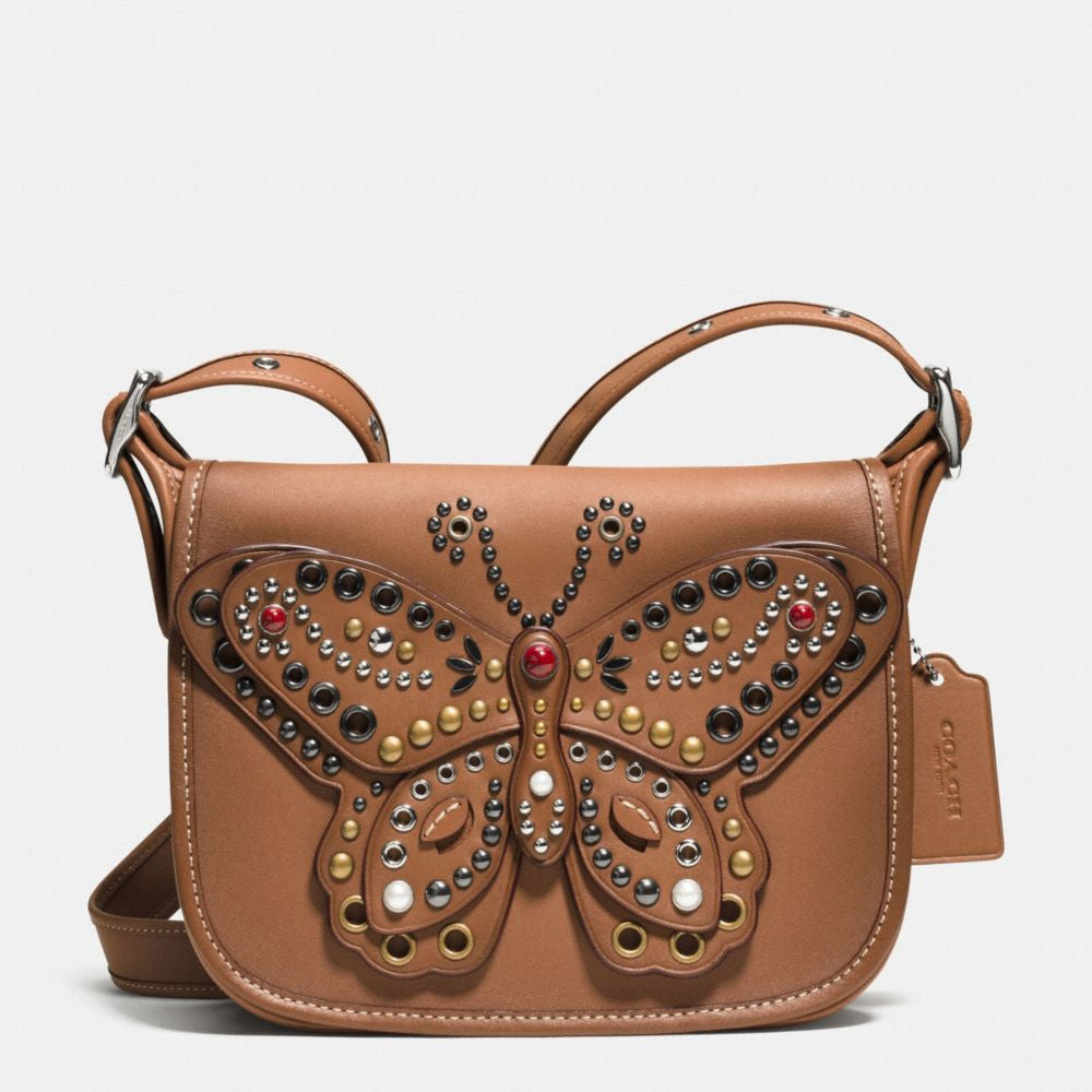 COACH PATRICIA SADDLE BAG 23 IN GLOVE CALF LEATHER WITH BUTTERFLY STUD - PitaPats.com