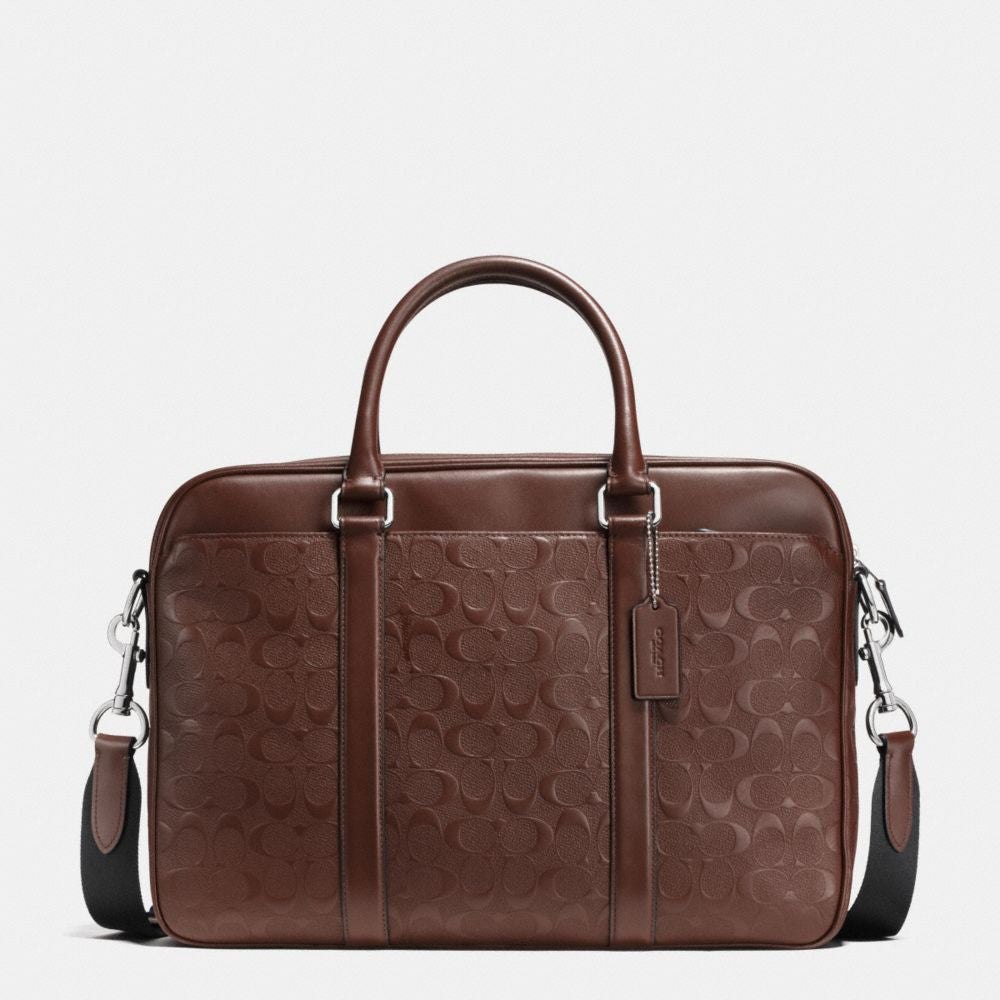 Coach PERRY COMPACT BRIEF IN SIGNATURE CROSSGRAIN LEATHER - PitaPats.com