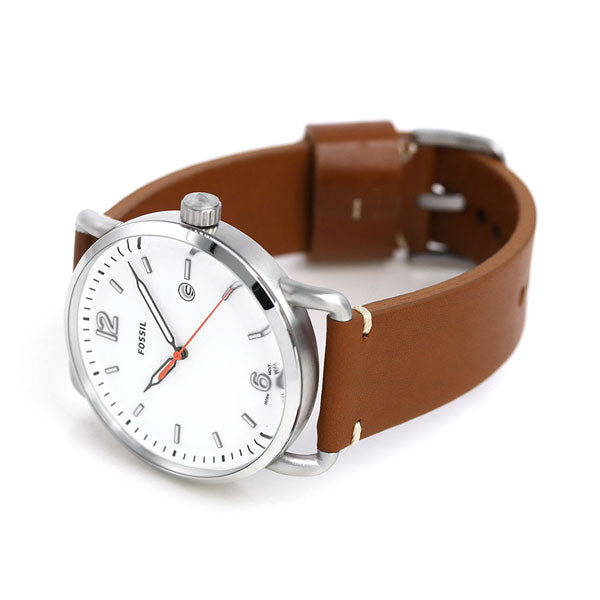 FOSSIL THE COMMUTER THREE-HAND DATE LIGHT BROWN LEATHER WATCH - PitaPats.com