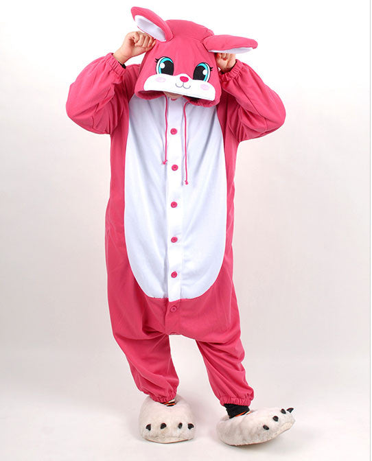 PITaPATs kids onesie animal jumpsuit costume - long sleeve pink rabbit - PitaPats.com