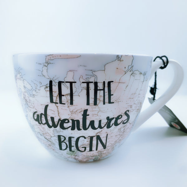 The Adventure Begins Oversize XL Jumbo Ceramic Coffee Mug 30 oz