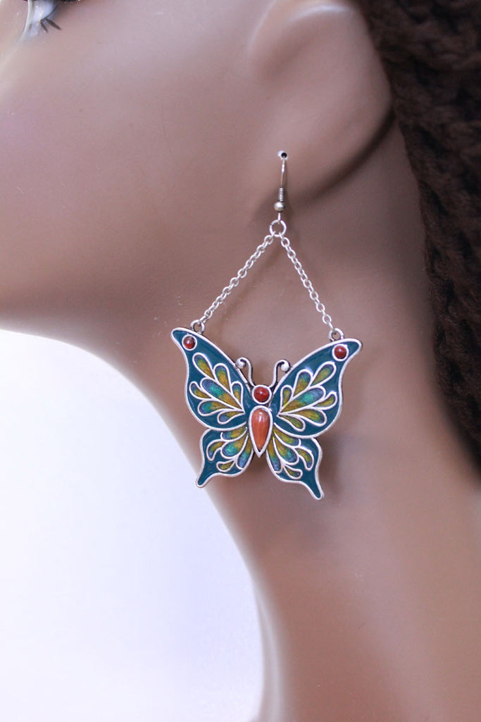 Enamel colored Big Butterfly earring - PitaPats.com